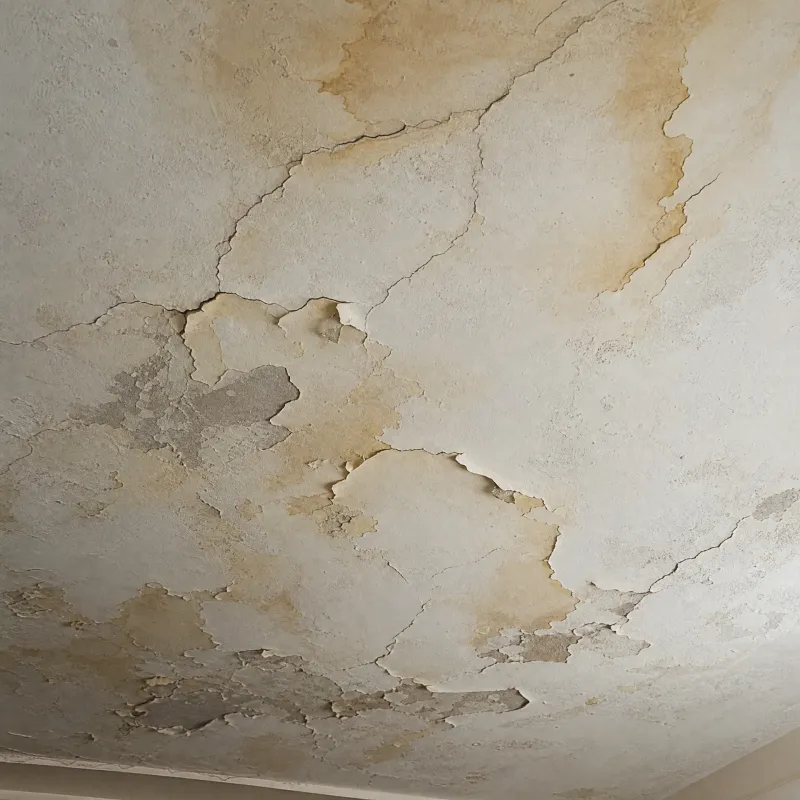 Decke mit Rissen und unsauberem Putz